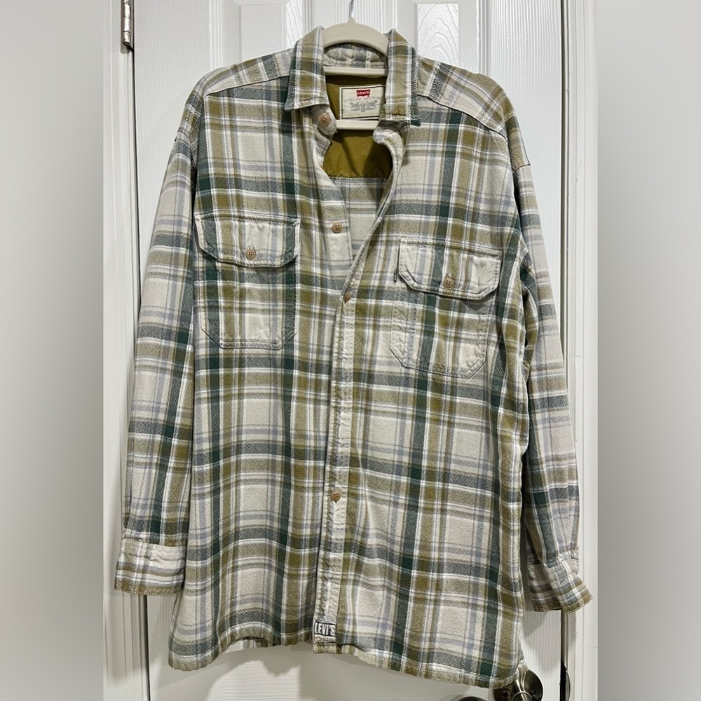 Vintage Levi's Green Woven Plaid Shirt- Size Large